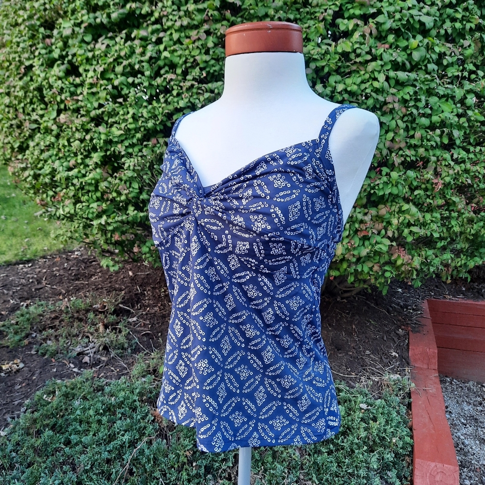 Lands End Chlorine Resistant Print Swing Slimming Tankini Swimsuit Top 10